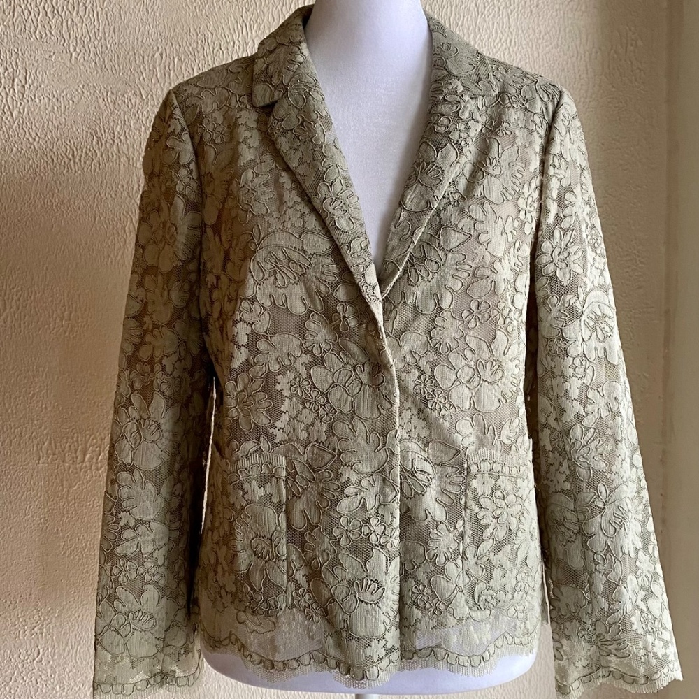 NWT J. Crew Collection sheer taupe Chantilly lace jacket  Size 6